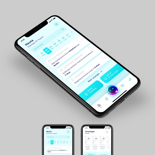 Modern and minimalistic app design for a personal life assistant