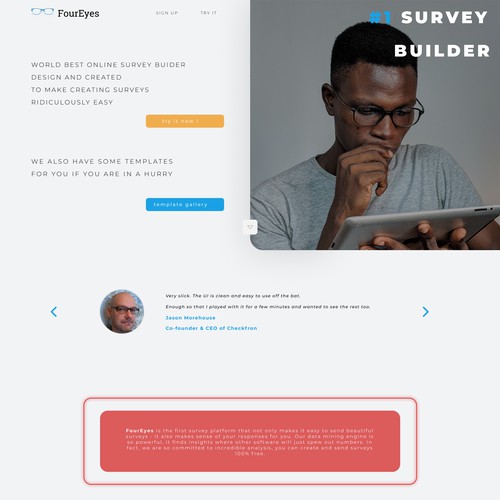 FourEyes landing page