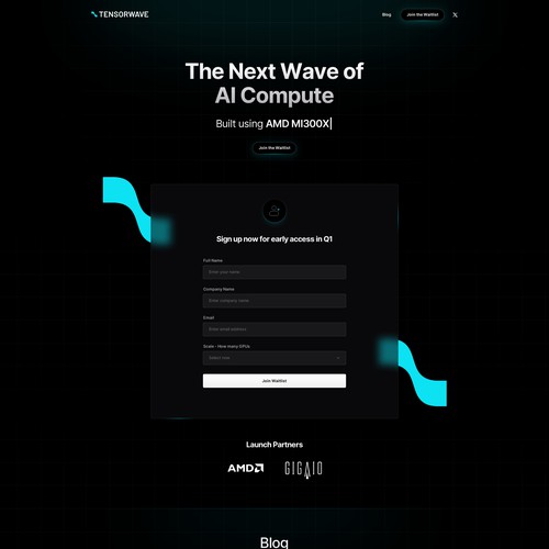 Dark Themed Landing Page Design for Cloud Solutions Empowering AI Companies