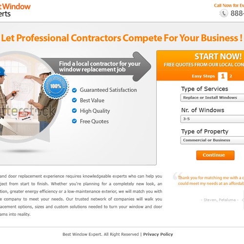 Create Landing Page To Find Window Contractors