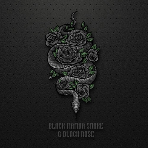 Logo design black mamba snake and rose
