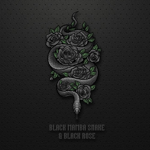 Logo design black mamba snake and rose