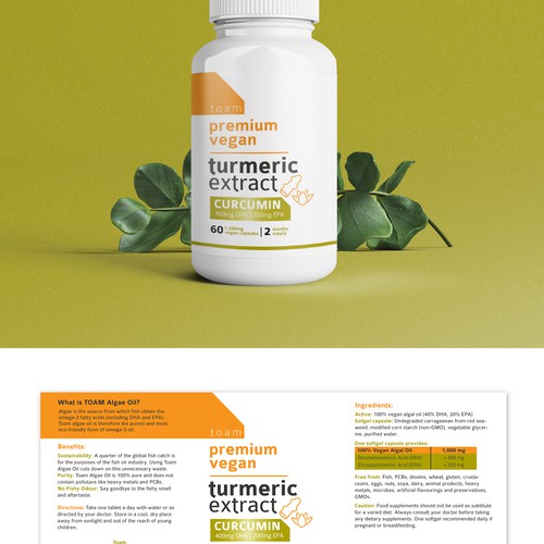 Supplement label with turmeric