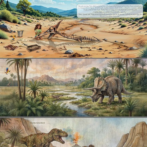 Interior design of the book "The Illustrated Dinosaurs on Planet Earth"