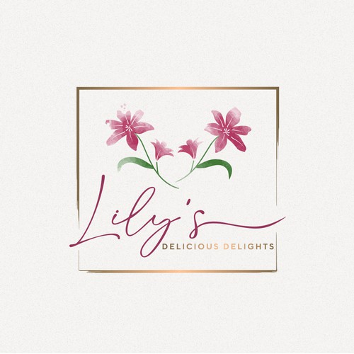 An elegant watercolour lily flower inspired logo design for a high end charcuterie boards brand