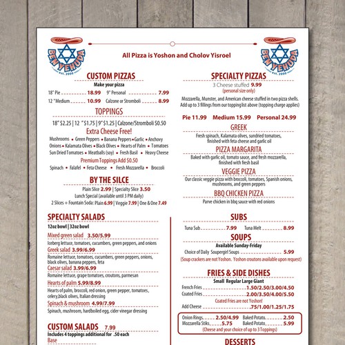 Pizzeria Menu Makeover