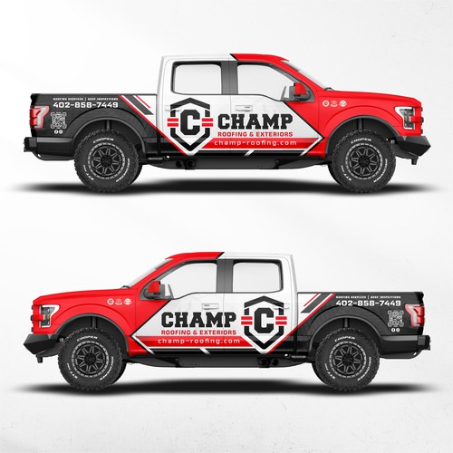 Truck wrap for roofing company