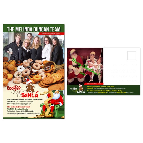 Postcard Invitation to "Cookies With Santa" event for Real Estate Team