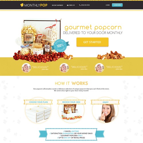 Design the look and feel of a gourmet popcorn club