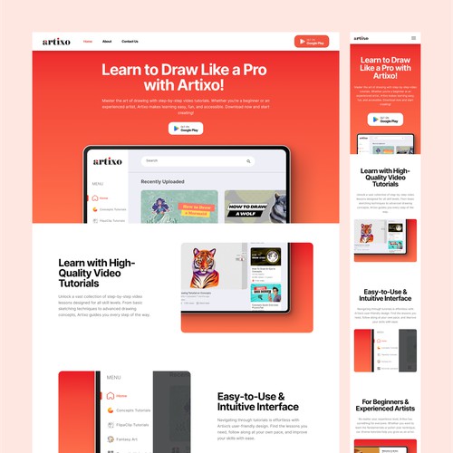 Artixo Landing Page