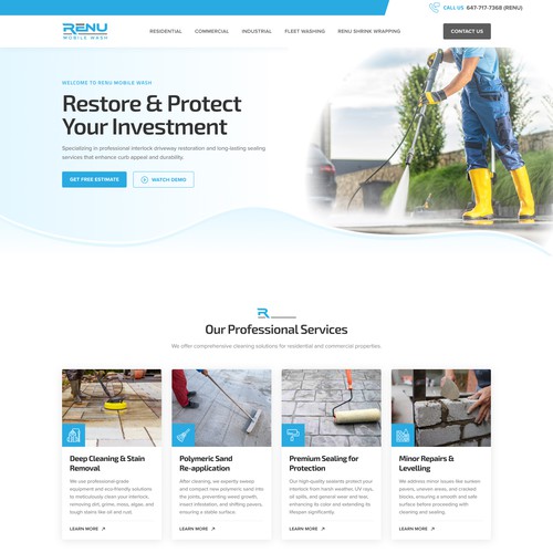 Remu Mobile Wash Landing Page 