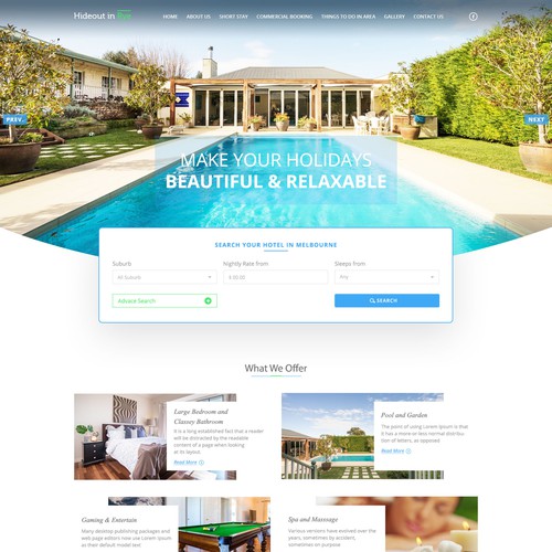 Homepage design for Hideout in Rye