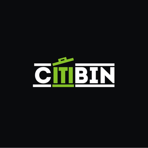 Create a word mark or emblem logo for CitiBin (an outdoor storage enclosure for trash cans)