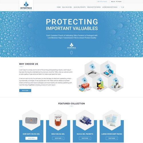 Website Design, Colorful simple graphics, Desiccant/Silica Gel products (Dehumidifying)