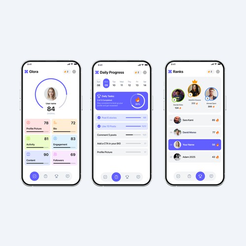 Glora Mobile App UI Design