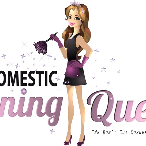 Create a CLASSIC logo for 'Domestic Cleaning Queens'