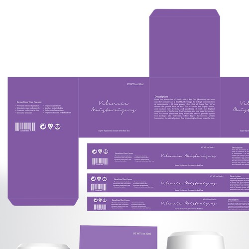 product packaging for Velencia Moisturizers