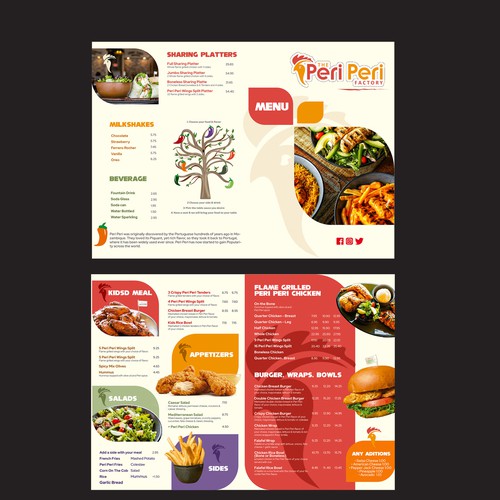 Menu design for PeriPeri Resturant