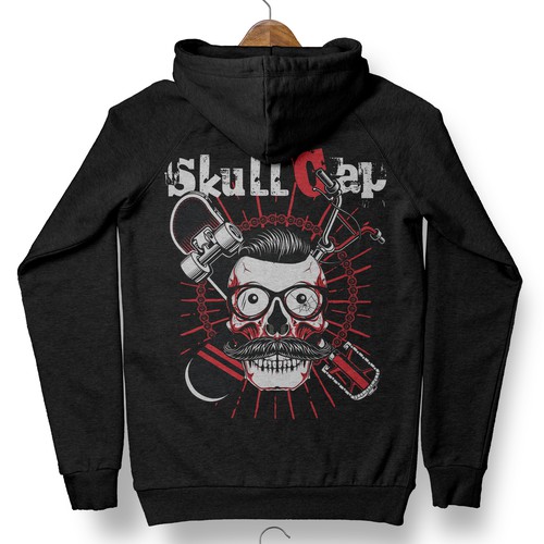 Skull Cap Sk8 Hoodie Design