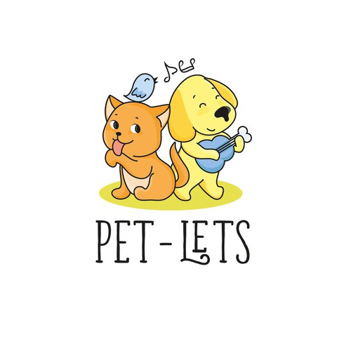 A cute & comical logo for Pet-lets, a new brand of cool pet products being sold online.