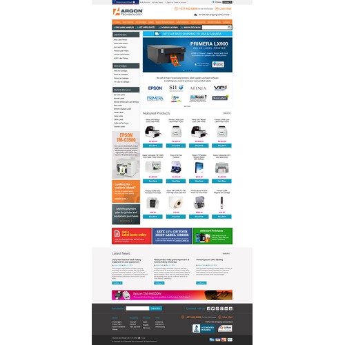 ArgonStore.com New Design for Bigcommerce.com Online Store