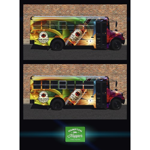 Create realistic mockups for advertising wrap on a School Bus