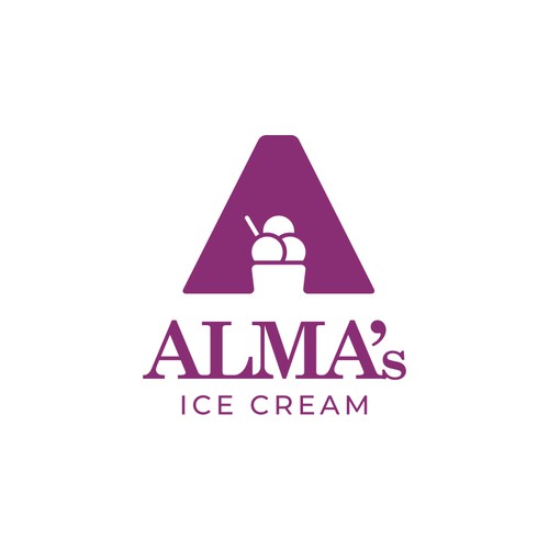 Alma's Ice Cream Logo Design
