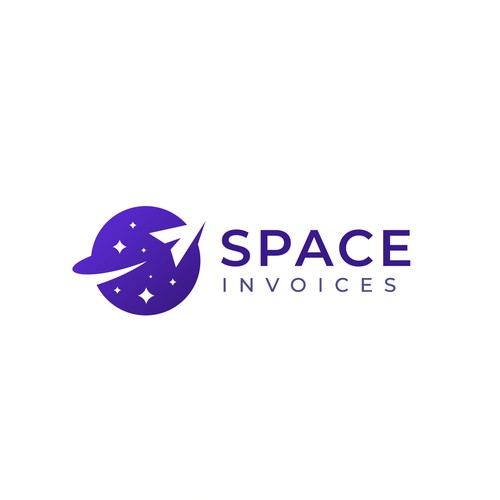 Logo illustration rocket ship space galaxy gradient colorful