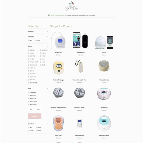 Need attractive and user friendly marketplace web pages for breast pump buyers and sellers