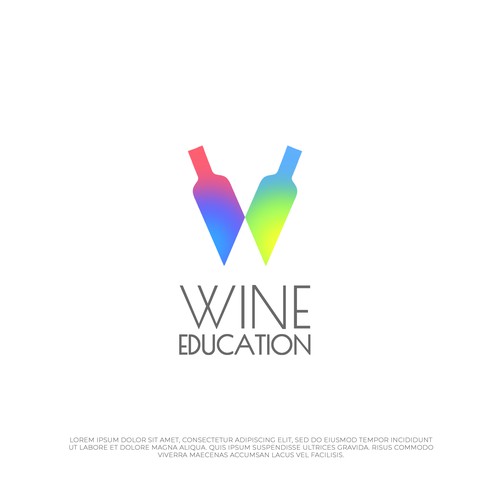 Elegent negative space type logo design for a wine business