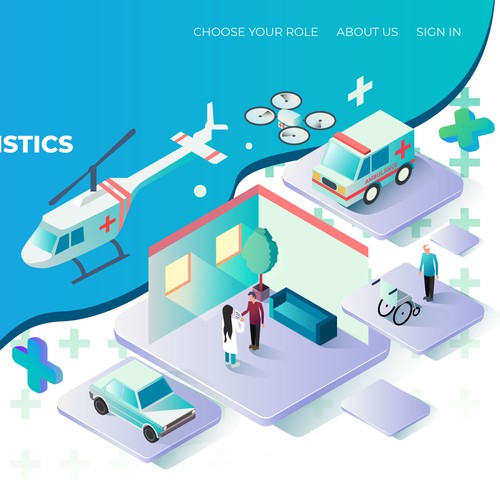 Isometric Illustration Header For Health Care Logistics