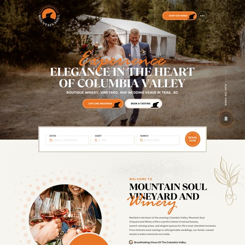 Elegant Vineyard Wedding & Winery Website Design for Mountain Sou
