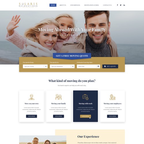 Web design concept for an international relocations company.