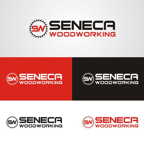 logo and business card for Seneca Woodworking