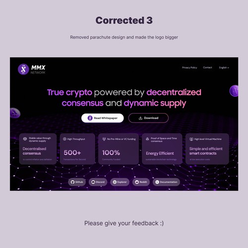Dark-Themed Crypto Landing Page for MMX Network