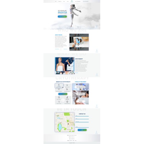 first page for Regen Cryotherapy web site.