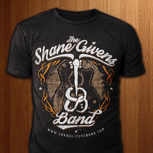 create a t-shirt design for an emerging country rock/southern rock band