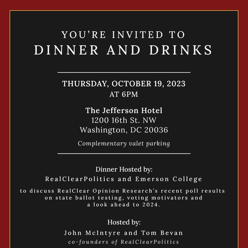 RealClearPolitics Dinner Invitation