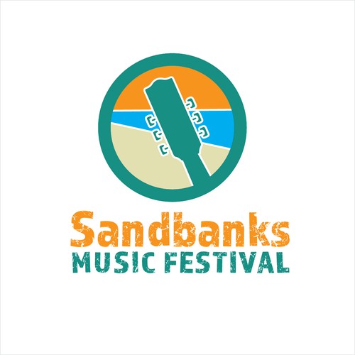 Fun logo for a family music festival at the beach