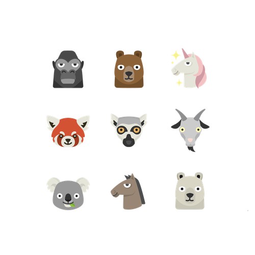 Animal emojis for mobile app