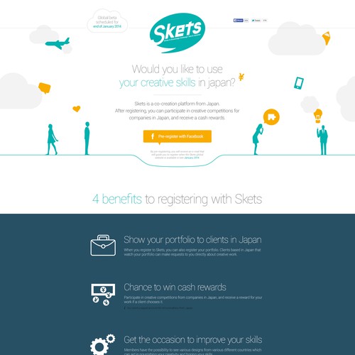 Global Landing Page design for online creative/design competitions service in Japan
