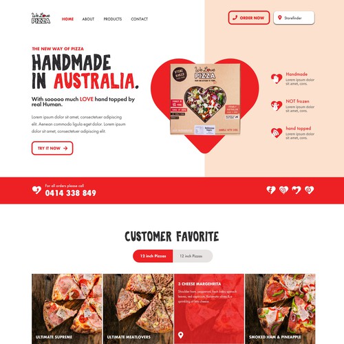 Webdesign for Pizzabrand