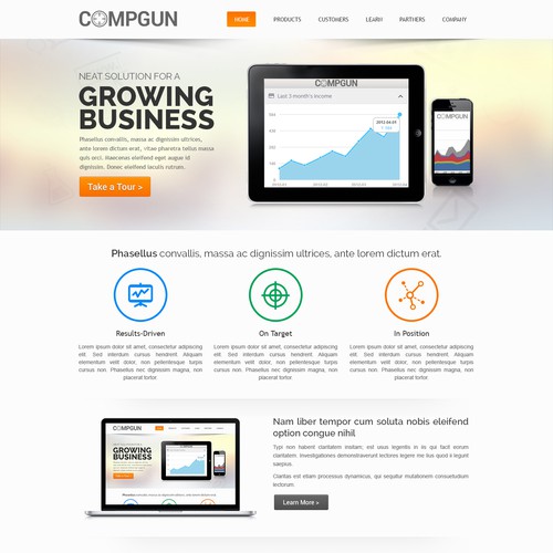 A sales performance management software landing page