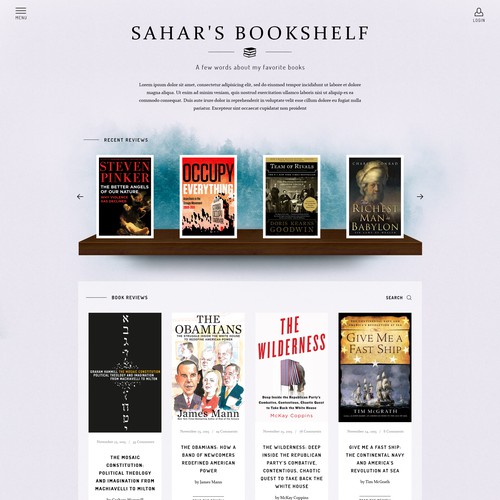 Blog design for a book reviewer