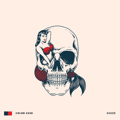 Mermaid and Skull Illustration