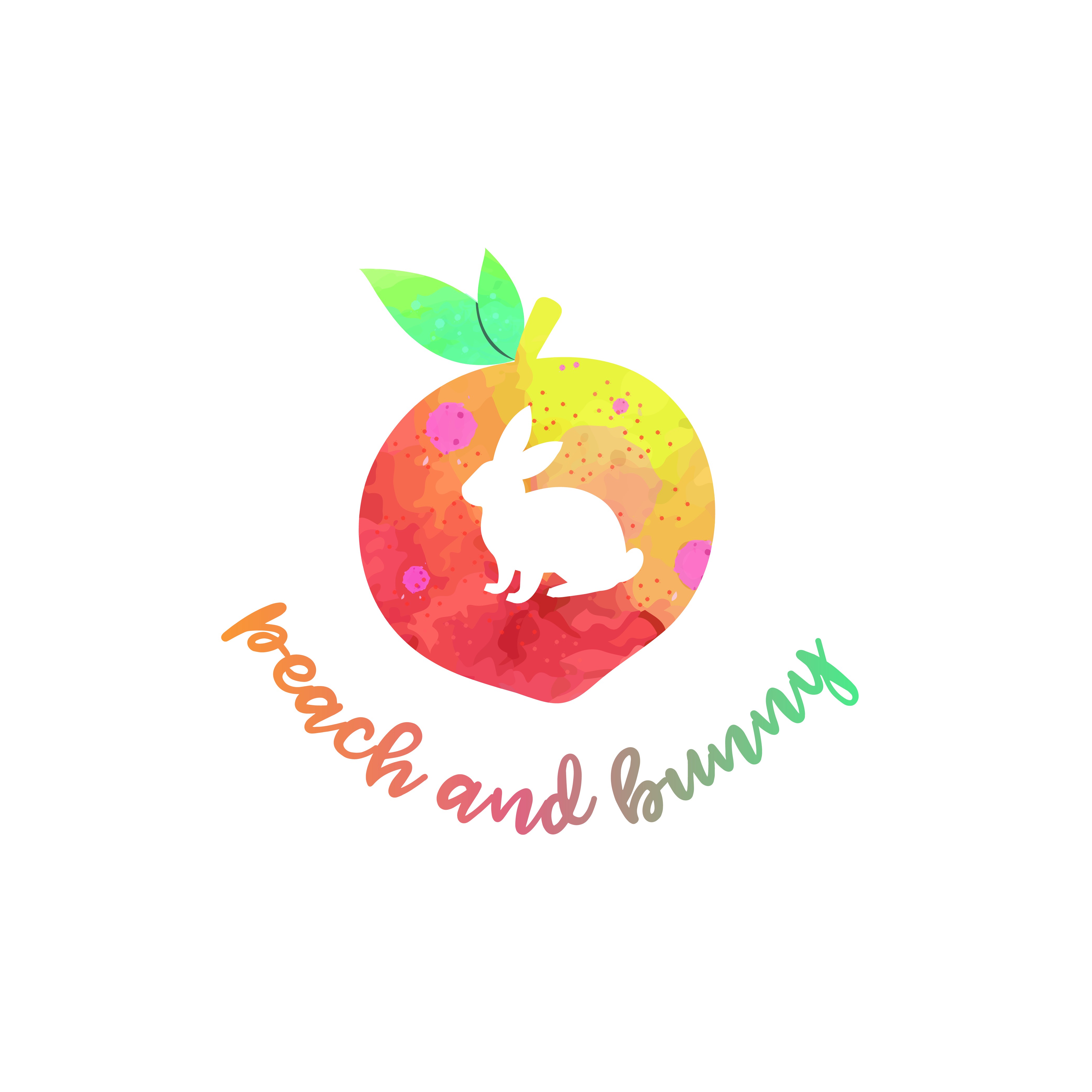 peach and bunny (prints/paintings) modern/bubbly