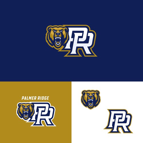 Bold bear mascot logo with Monogram