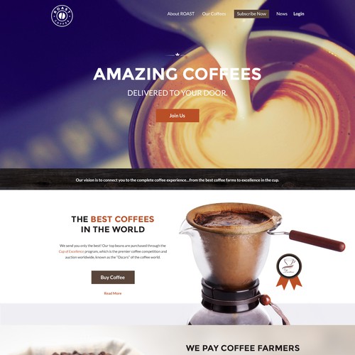 Roast Coffee landing page design