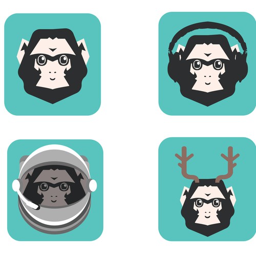 create a trendy logo (monkey character/head !!!!!) for a PHOTO app