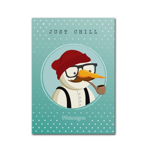 Hipster Snowman say's "Just Chill"